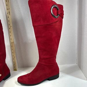 Impo Reagan Women's Red Knee High Riding Boots Side Zip Block Heel US 6.5 M